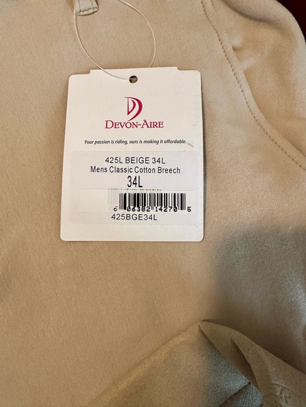Devon-Aire Men's Classic Cotton Breech in Beige